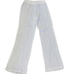 Athena Sheer White Gauze Poolside Palazzo Pants Swimwear Cover Up Size Small